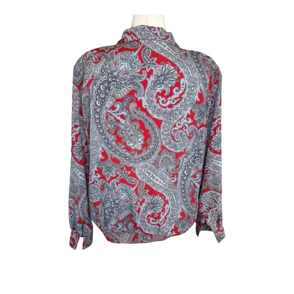 Alfred Dunner Womens 20W Red Paisley Print Long Sleeve Collared Shirt Top NWT - Picture 4 of 8